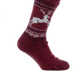 Totes Red Mens Fairisle Stag Slipper Sock With Sherpa Lining -OSPREY LONDON Sales unnamed file 1727