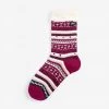 Totes Red Ladies Fair Isle Slipper Socks