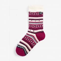 Totes Red Ladies Fair Isle Slipper Socks