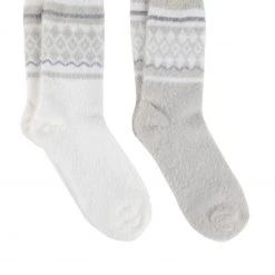 Totes Cream Ladies Twin Pack Fluffy Fair Isle Bed Socks