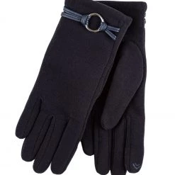 Totes Blue Isotoner Ladies Thermal Smartouch Glove With PU Trim And Ring Detail