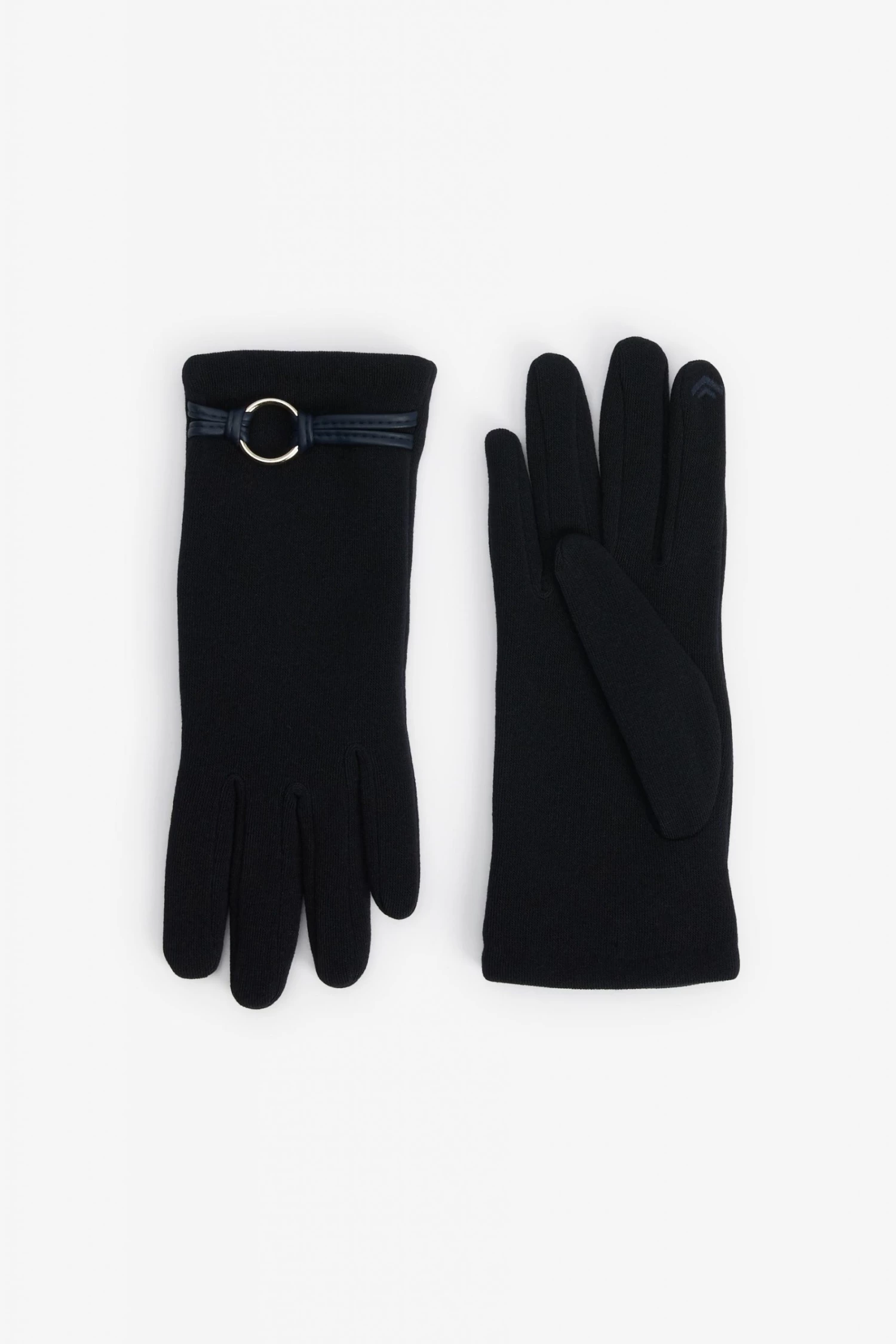 Totes Blue Isotoner Ladies Thermal Smartouch Glove With PU Trim And Ring Detail 2 Totes Blue Isotoner Ladies Thermal Smartouch Glove With PU Trim And Ring Detail - Image 2