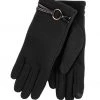 Totes Black Isotoner Ladies Thermal Smartouch Glove With PU Trim And Ring Detail
