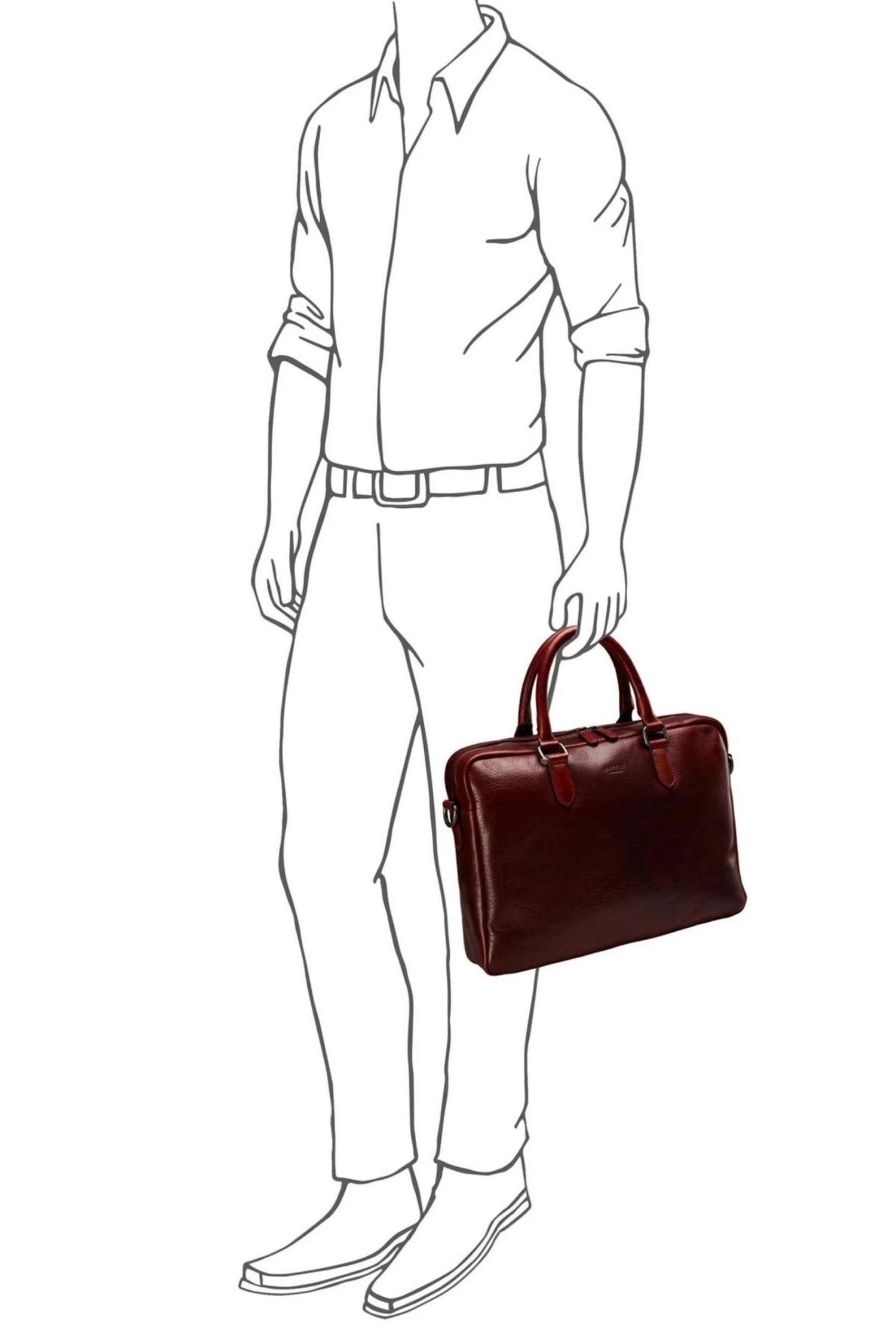 OSPREY LONDON Cognac Oily Saddle Leather Hector Laptop Bag 5 OSPREY LONDON Cognac Oily Saddle Leather Hector Laptop Bag - Image 5