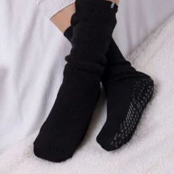 Totes Black Ladies Recycled Thermal Original Slippers Socks