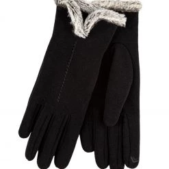 Totes Black Isotoner Ladies Thermal Smartouch Glove With Tipped Fur Cuff