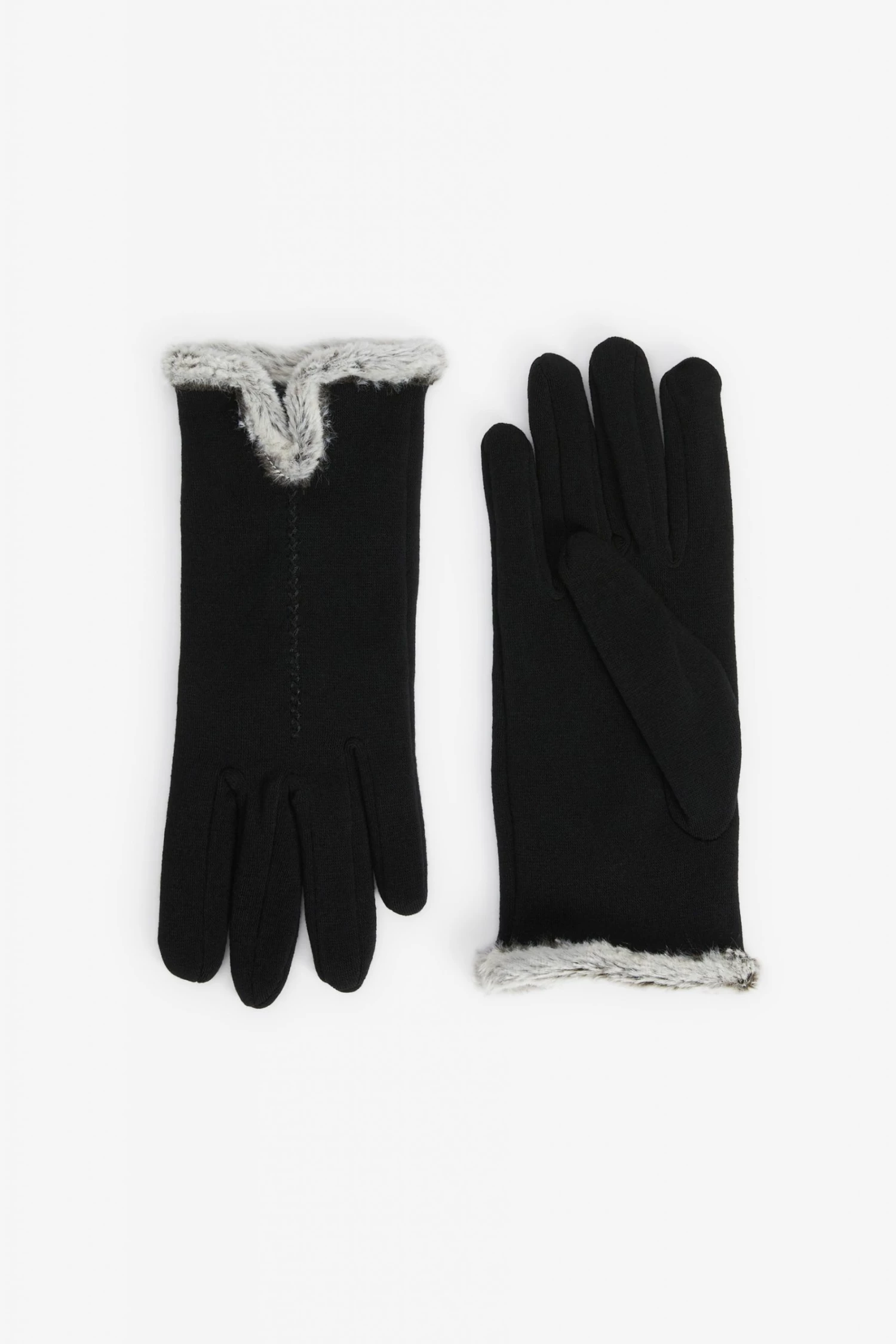 Totes Black Isotoner Ladies Thermal Smartouch Glove With Tipped Fur Cuff 2 Totes Black Isotoner Ladies Thermal Smartouch Glove With Tipped Fur Cuff - Image 2