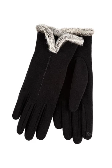 Totes Black Isotoner Ladies Thermal Smartouch Glove With Tipped Fur Cuff 3 Totes Black Isotoner Ladies Thermal Smartouch Glove With Tipped Fur Cuff - Image 3