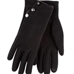 Totes Black Isotoner Ladies Thermal Smartouch Glove With Piping And Button Detail