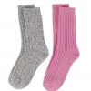Totes Grey Ladies 2 Pack Wool Blend Socks