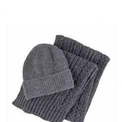 Totes Grey Totes Mens Chunky Knitted Hat And Scarf Set