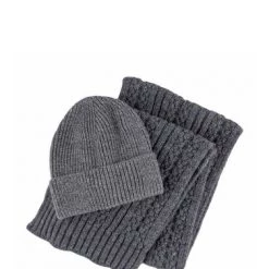 Totes Grey Totes Mens Chunky Knitted Hat And Scarf Set -OSPREY LONDON Sales unnamed file 1981