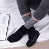 Totes Blue Mens Natural Wool Blend Slipper Sock With Tread