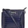 OSPREY LONDON Leather Minster Croc Cross-Body Bag Navy