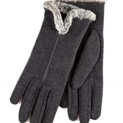 Totes Grey Isotoner Ladies Thermal Smartouch Glove With Tipped Fur Cuff