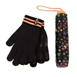 Totes Black Supermini & Knit Glove
