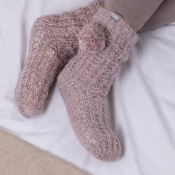 Totes Pink Ladies Luxury Sparkle Slippers Sock With Bobble