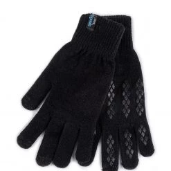 Totes Black Mens Stretch Knitted Smartouch Gloves