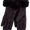 Totes Black Water Repellent Padded Smartouch With Faux Fur Cuff
