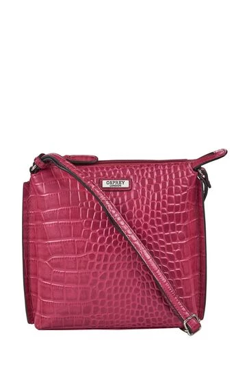 OSPREY LONDON Leather Minster Croc Cross-Body Bag Navy 4 OSPREY LONDON Leather Minster Croc Cross-Body Bag Navy - Image 4