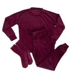 Totes Purple Ladies Velour Loungewear & Sock Set