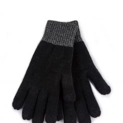Totes Black Mens Thermal Stretch Knitted Smartouch Glove Set