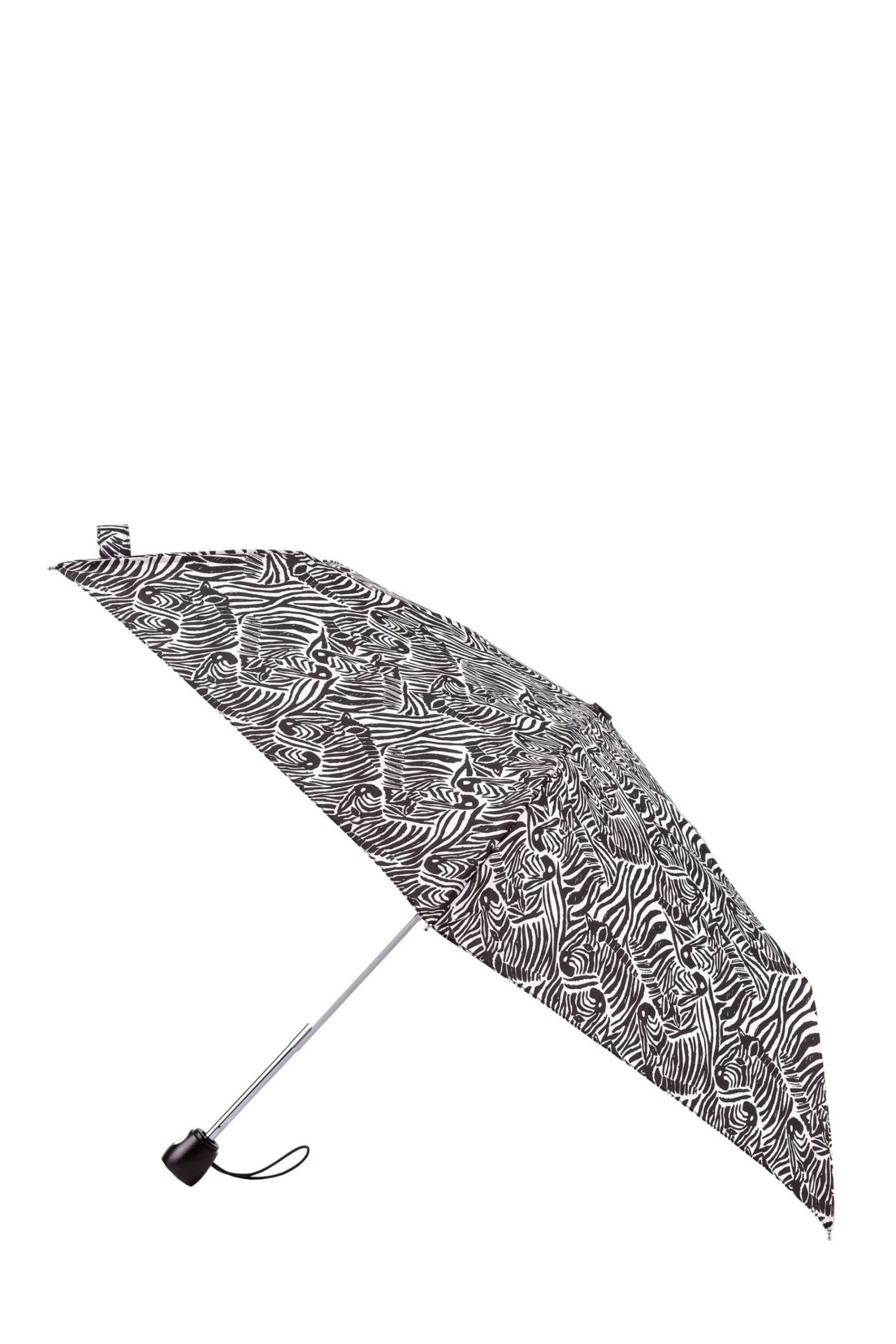 Totes Black Animal Zebra Auto O/C Thin Umbrella 1 Totes Black Animal Zebra Auto O/C Thin Umbrella