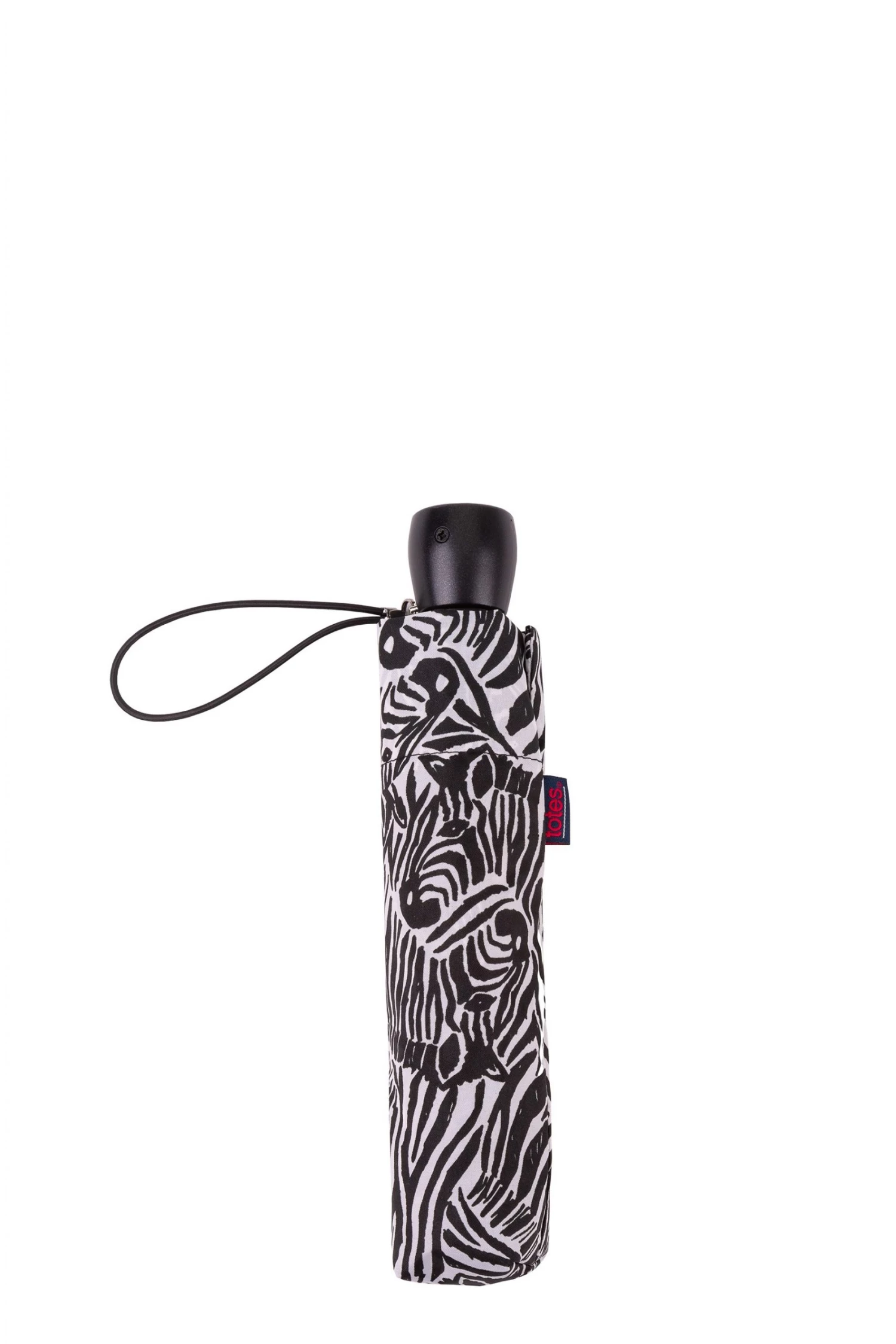 Totes Black Animal Zebra Auto O/C Thin Umbrella 3 Totes Black Animal Zebra Auto O/C Thin Umbrella - Image 3