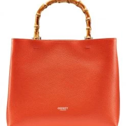 OSPREY LONDON The Clio Italian Leather Burnt Orange Grab Bag