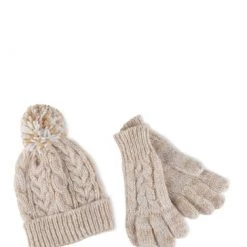 Totes Cream Ladies Cold Weather Set (Hat & Gloves) -OSPREY LONDON Sales unnamed file 2075