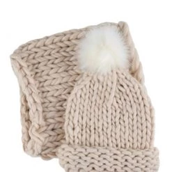 Totes Cream Ladies Chunky Knit Beanie Hat & Snood Set -OSPREY LONDON Sales unnamed file 2081