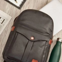 OSPREY LONDON Grey Tan Waxed Canvas & Glazed Calf Leather Grantham Backpack -OSPREY LONDON Sales unnamed file 217