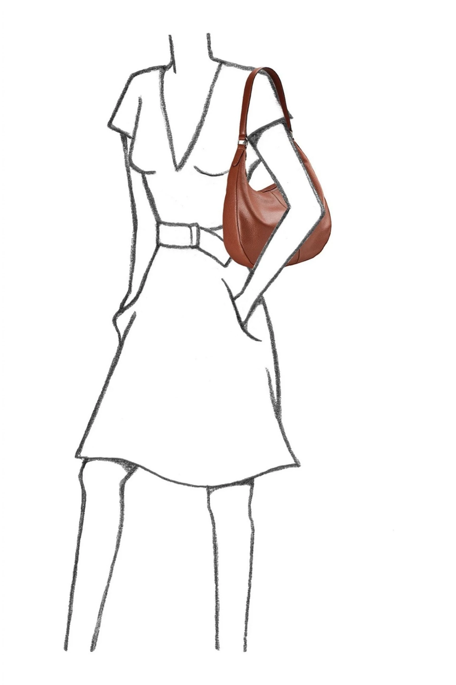 OSPREY LONDON Grainy Hide Leather Rita Hobo Bag Tan Brown 4 OSPREY LONDON Grainy Hide Leather Rita Hobo Bag Tan Brown - Image 4