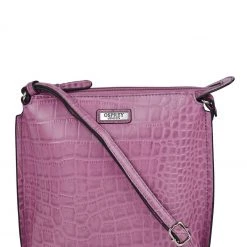 OSPREY LONDON Minster Croc Leather Cross Body Bag Orange Tang