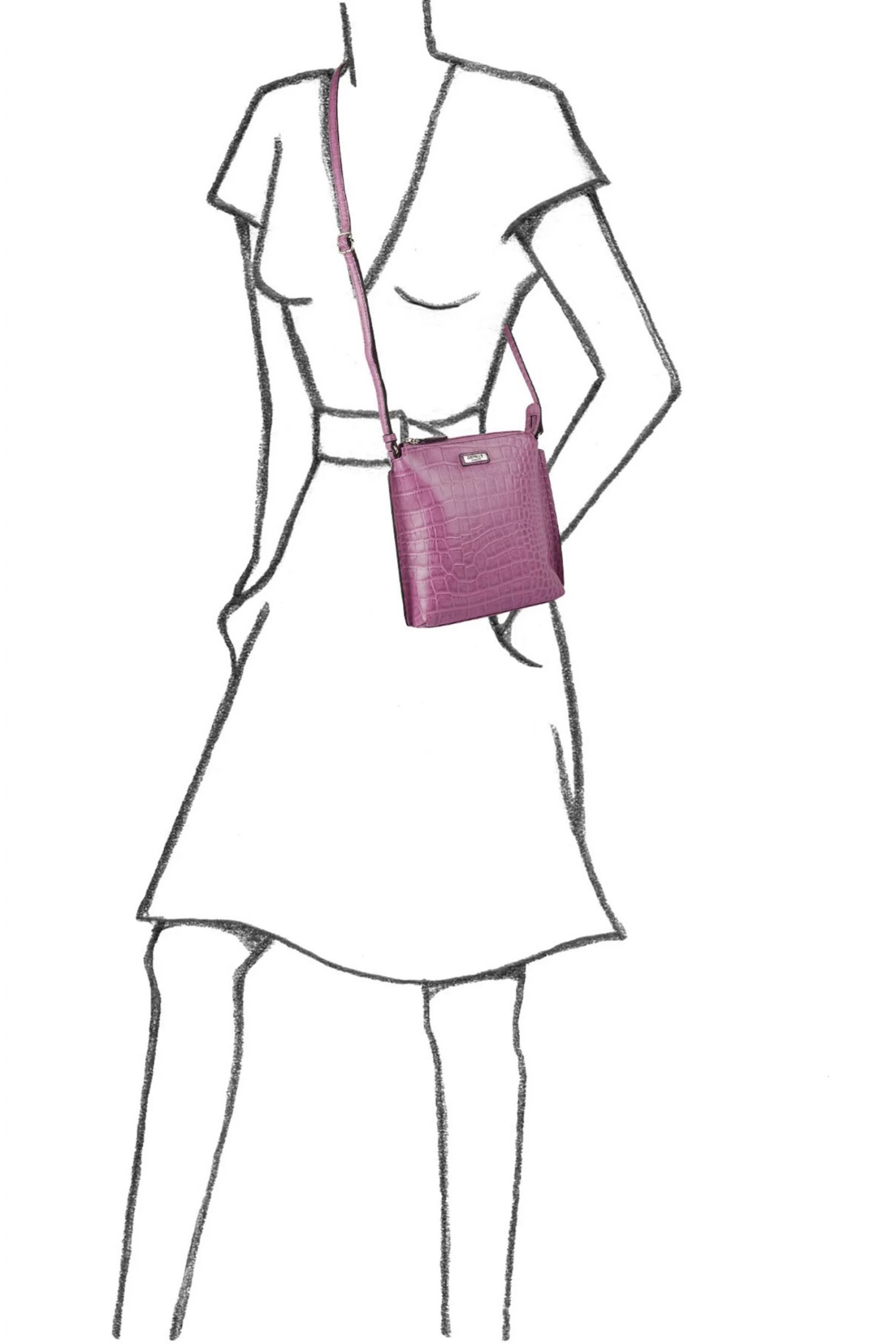 OSPREY LONDON Minster Croc Leather Cross Body Bag Orange Tang 3 OSPREY LONDON Minster Croc Leather Cross Body Bag Orange Tang - Image 3