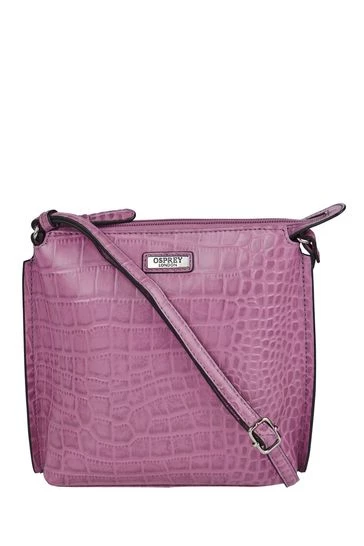 OSPREY LONDON Minster Croc Leather Cross Body Bag Orange Tang 4 OSPREY LONDON Minster Croc Leather Cross Body Bag Orange Tang - Image 4