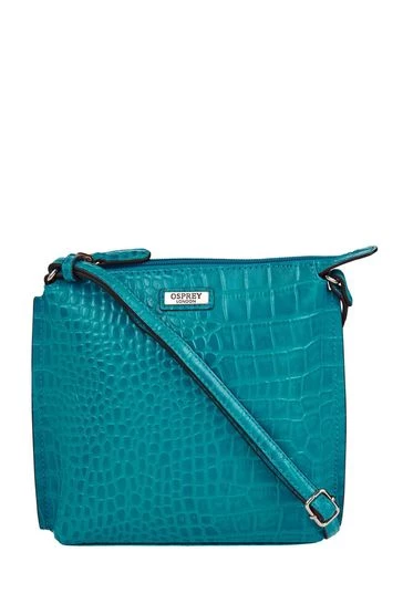 OSPREY LONDON Minster Croc Leather Cross Body Bag Orange Tang 5 OSPREY LONDON Minster Croc Leather Cross Body Bag Orange Tang - Image 5