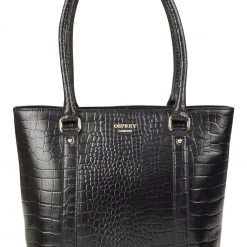 OSPREY LONDON Black The Grosvenor A4 Leather Tote Bag