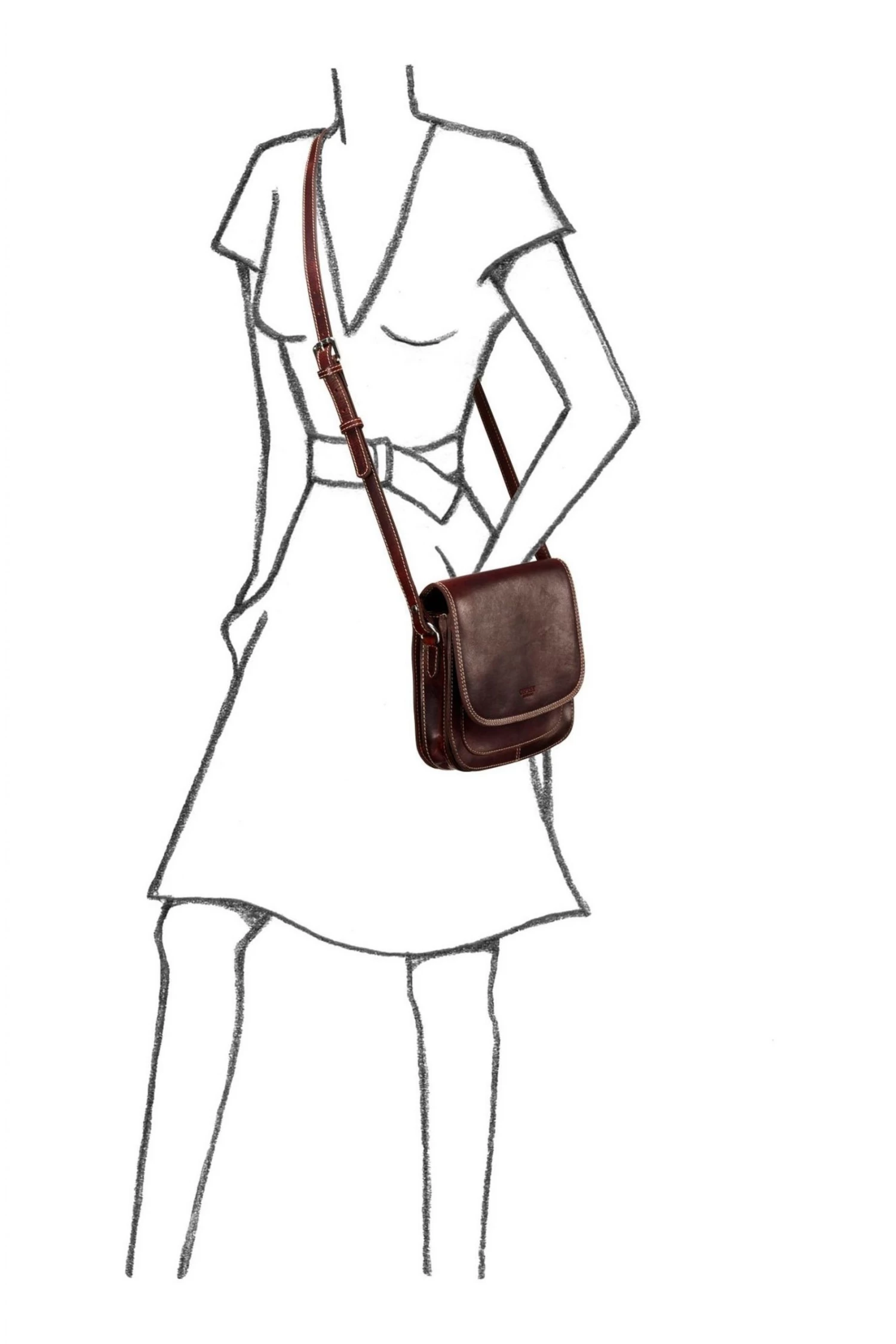 OSPREY LONDON Brown Cognac Saddle Leather Madden Cross-Body Bag 4 OSPREY LONDON Brown Cognac Saddle Leather Madden Cross-Body Bag - Image 4