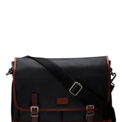 OSPREY LONDON Brown Waxed Canvas & Glazed Calf Leather Grantham Messenger Bag -OSPREY LONDON Sales unnamed file 354