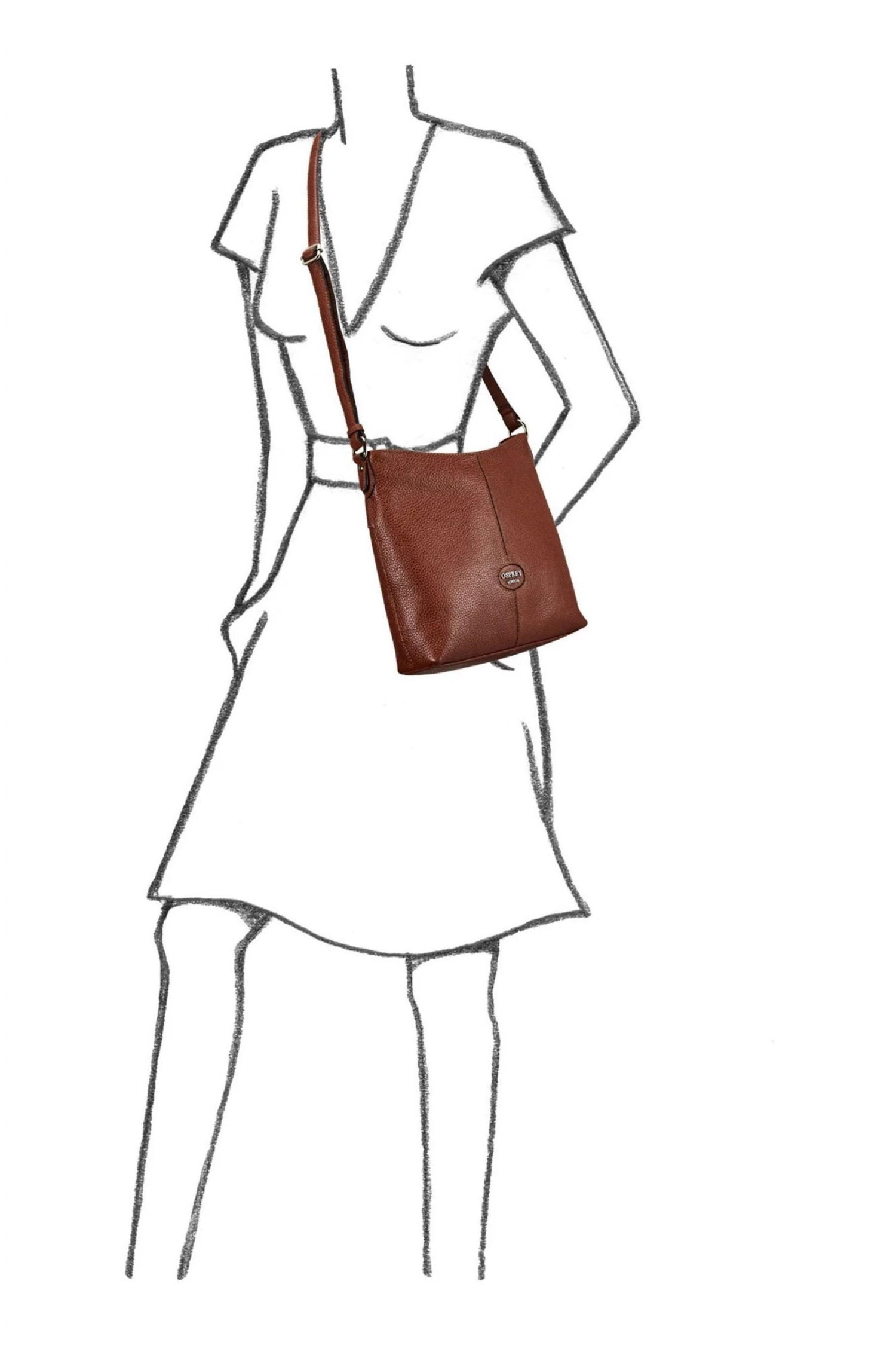 OSPREY LONDON Grainy Hide Leather Rita Cross-Body Bag Mushroom 5 OSPREY LONDON Grainy Hide Leather Rita Cross-Body Bag Mushroom - Image 5