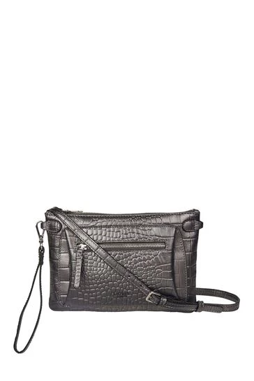 OSPREY LONDON Leather Ruby Croc Cross-Body Bag Black 7 OSPREY LONDON Leather Ruby Croc Cross-Body Bag Black - Image 7