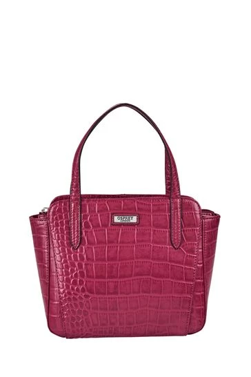 OSPREY LONDON Womens Leather Minster Croc Grab Bag Cognac Brown 6 OSPREY LONDON Womens Leather Minster Croc Grab Bag Cognac Brown - Image 6