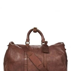 OSPREY LONDON Cognac Washed Leather Hazelden Weekend Holdall Bag