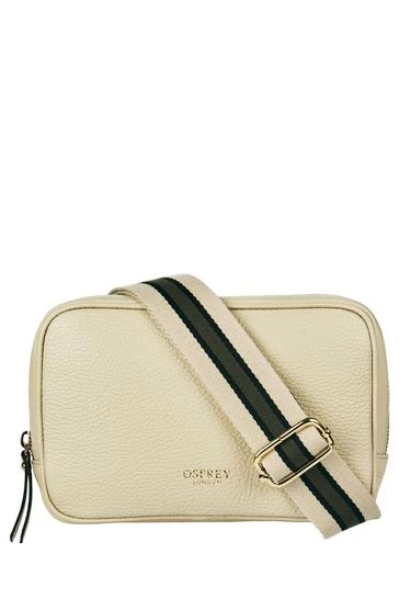 OSPREY LONDON Womens Grainy Hide Leather Roma Cross-Body Bag Silver 8 OSPREY LONDON Womens Grainy Hide Leather Roma Cross-Body Bag Silver - Image 8