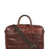 OSPREY LONDON Brixton Croc Leather Laptop Brown Bag