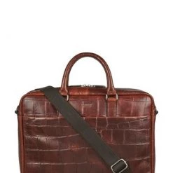 OSPREY LONDON Brixton Croc Leather Laptop Brown Bag -OSPREY LONDON Sales unnamed file 476