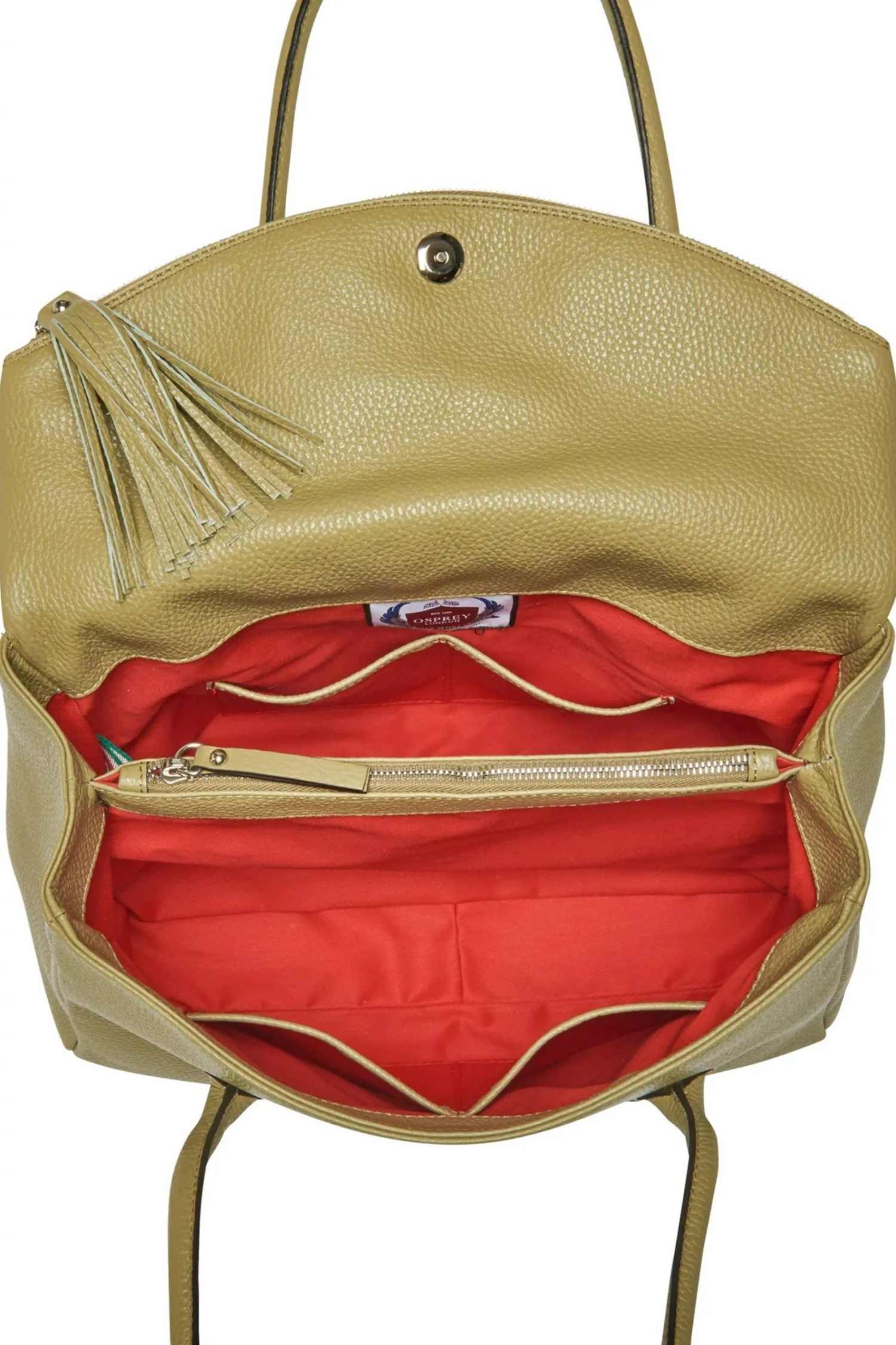 OSPREY LONDON The Carina Italian Leather Work Bag Pear Green 4 OSPREY LONDON The Carina Italian Leather Work Bag Pear Green - Image 4