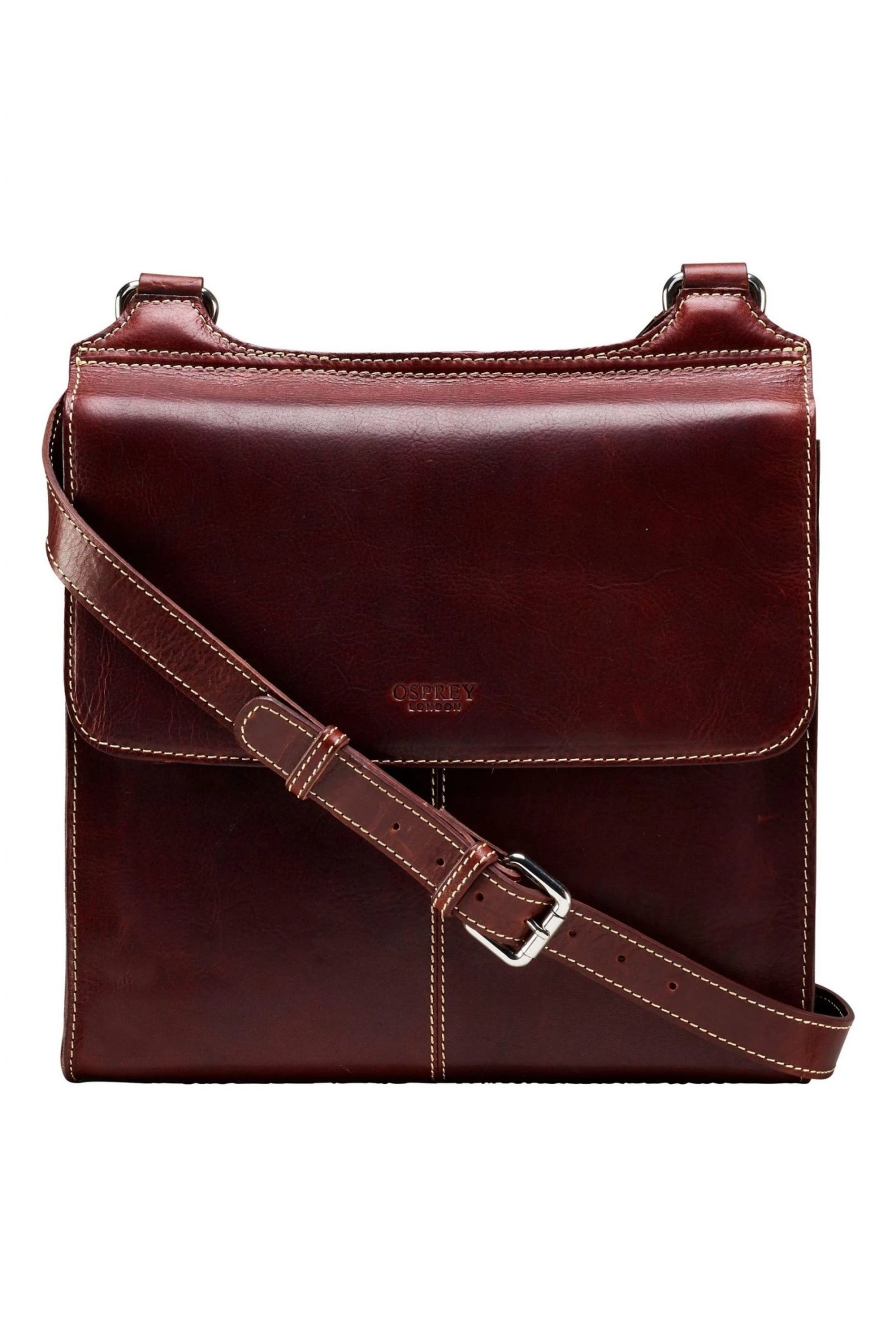 OSPREY LONDON Brown Oily Saddle Leather Narissa Large Cross-Body Bag 1 OSPREY LONDON Brown Oily Saddle Leather Narissa Large Cross-Body Bag