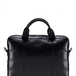 OSPREY LONDON The Farringdon Black Leather Laptop Bag